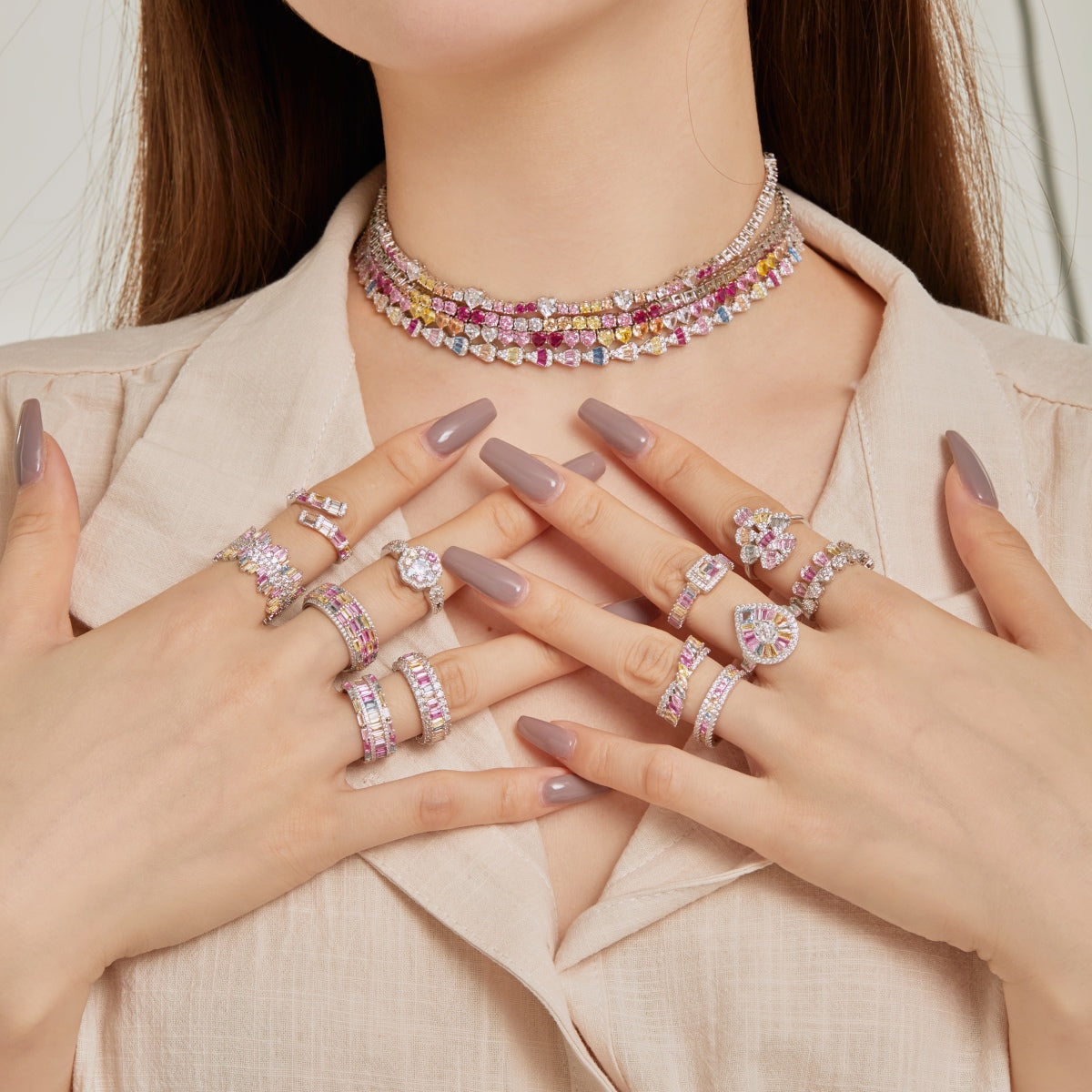 [Joyas Regalia]Collar de arcoíris radiante y colorido