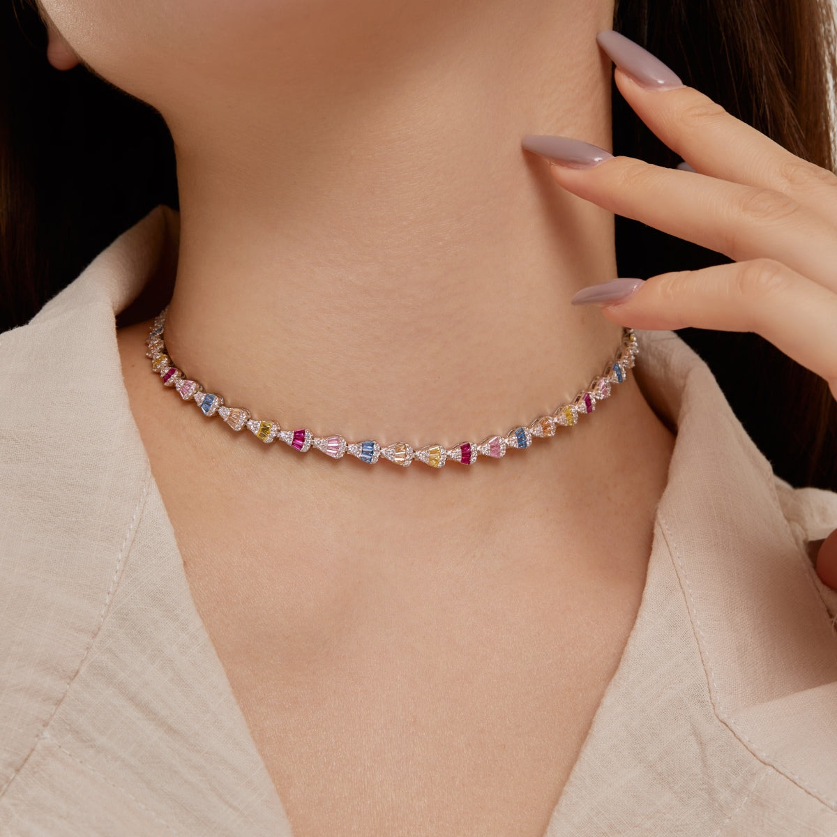 [Joyas Regalia]Collar de arcoíris radiante y colorido