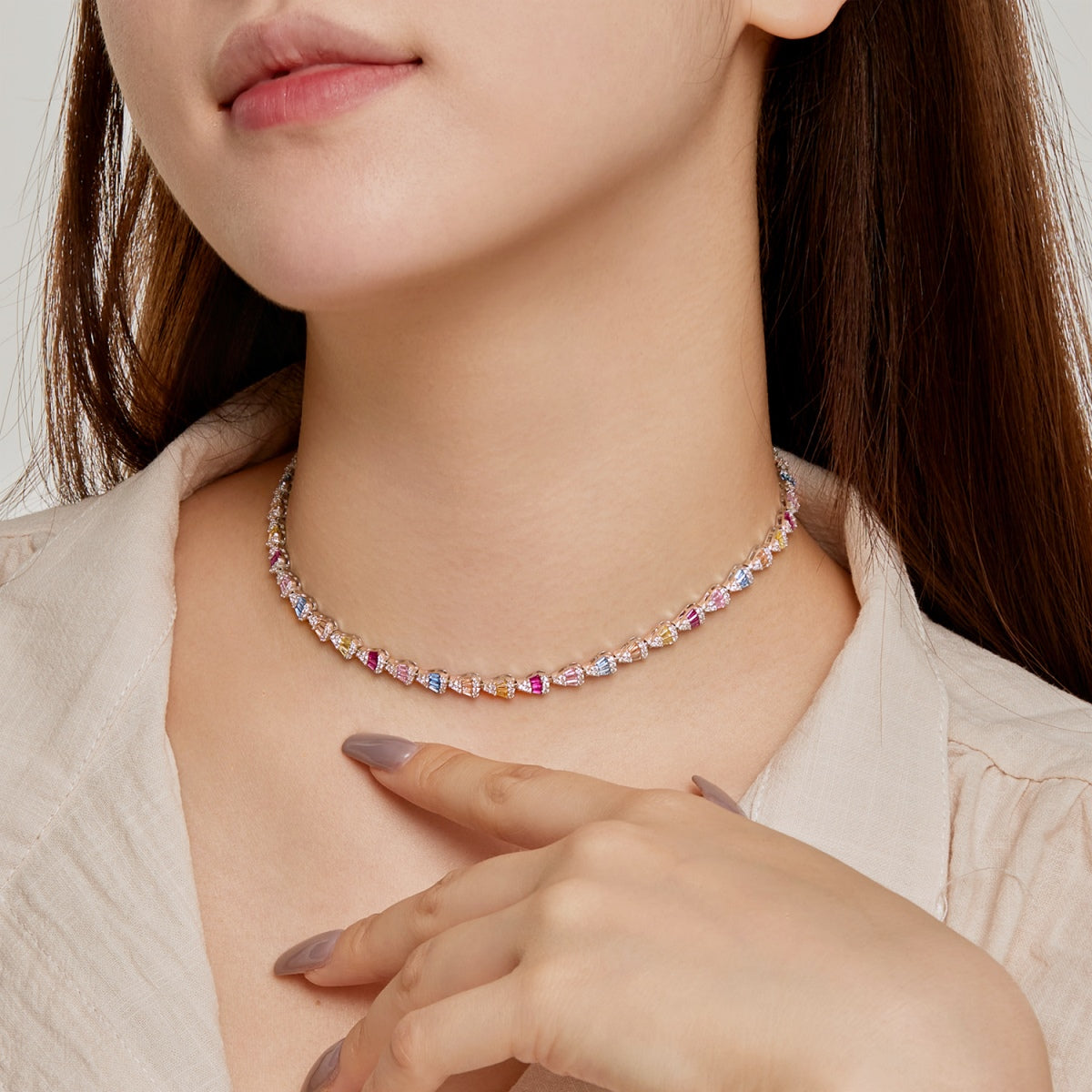 [Joyas Regalia]Collar de arcoíris radiante y colorido