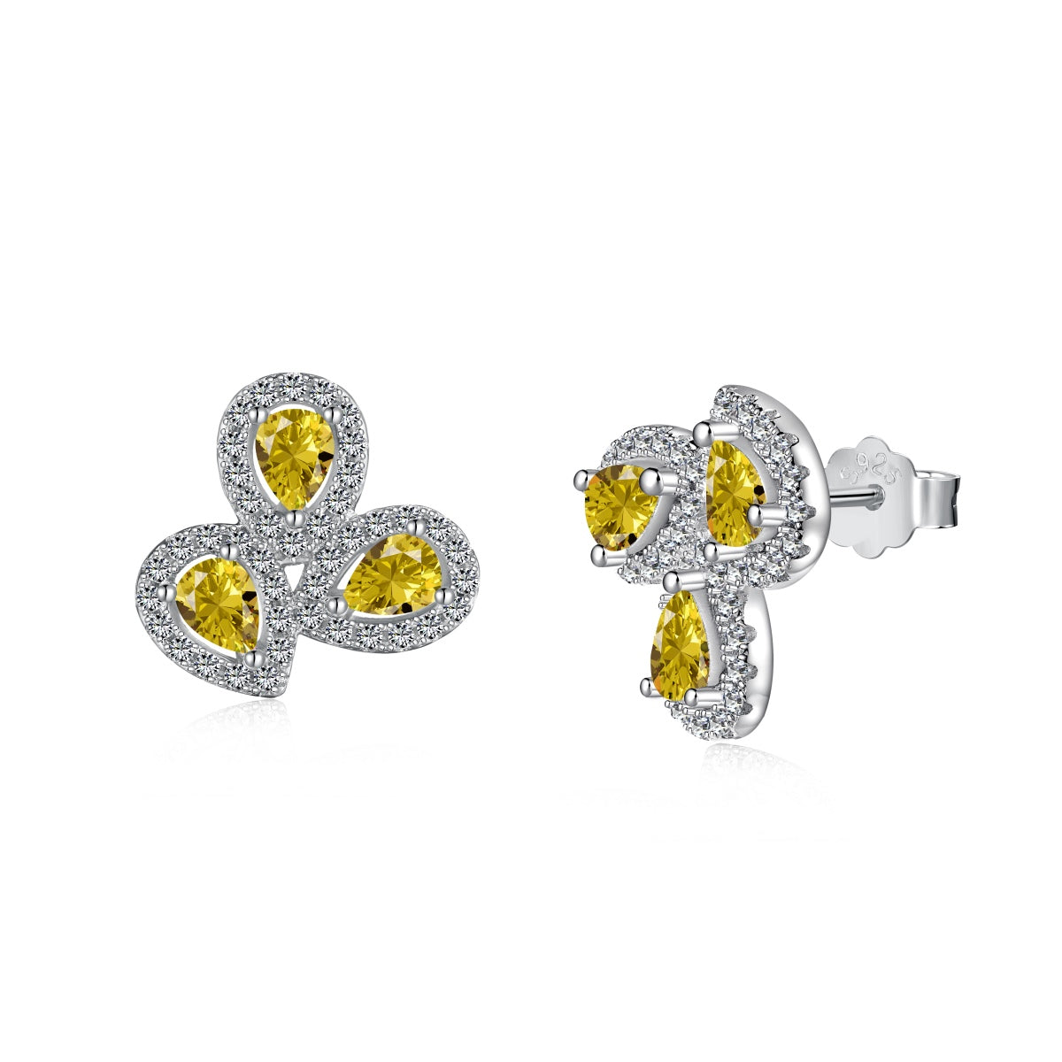 [Joyas Regalia] Pendientes de corte de pera con forma de flor ornamentada