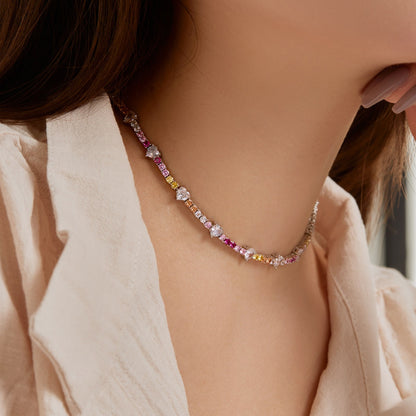 [Bijoux Regalia] Chaîne de tennis arc-en-ciel colorée et délicate