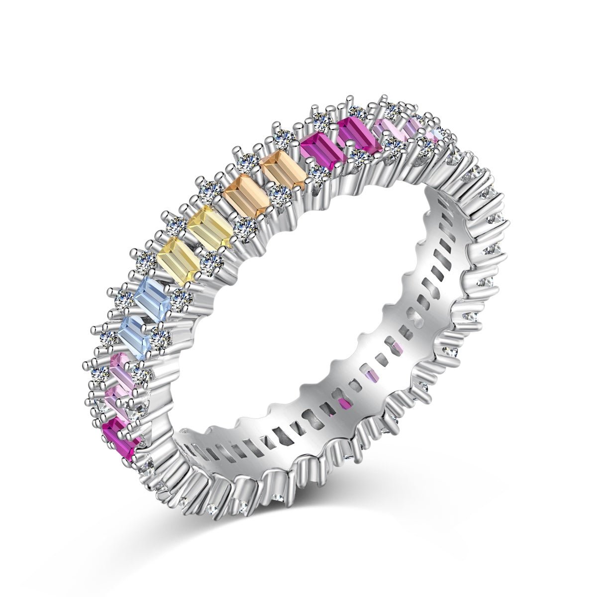 [Regalia jewelry]Splashy Ornate Emerald Cut Cocktail Ring