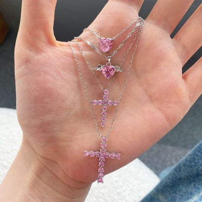 [Joyas Regalia] Collar con colgante de piedra principal en forma de corazón para clavícula