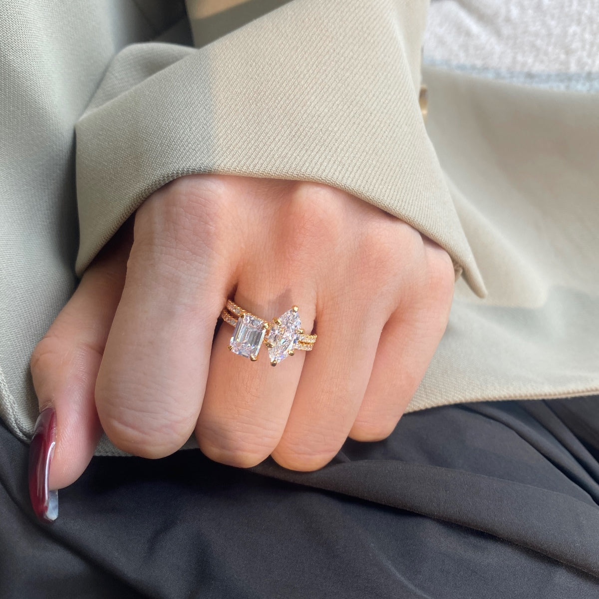 [Bijoux Regalia] Bague de fête ornée scintillante de 2,0 carats avec taille radiante