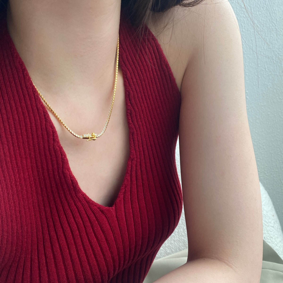 [Bijoux Regalia] Collier tennis délicat de forme ronde