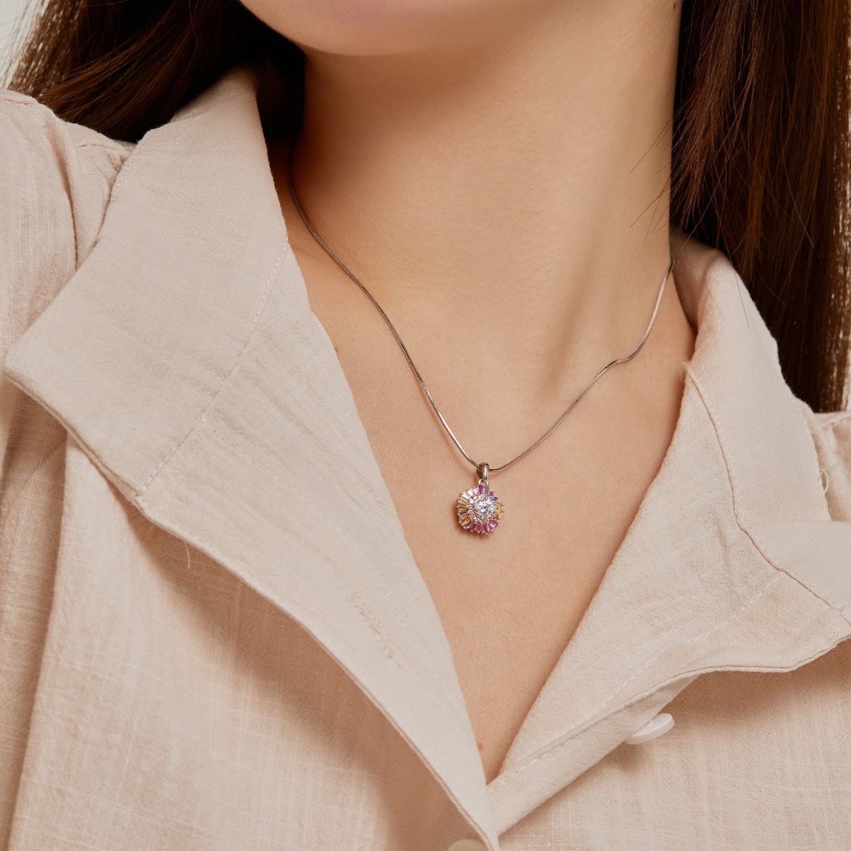 [Joyas Regalia]Collar colorido con flores encantadoras