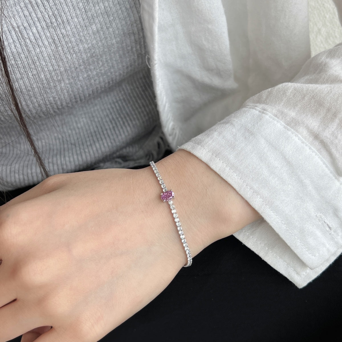 [Joyas Regalia] Pulsera diaria de corte ovalado exquisito de 0,75 quilates