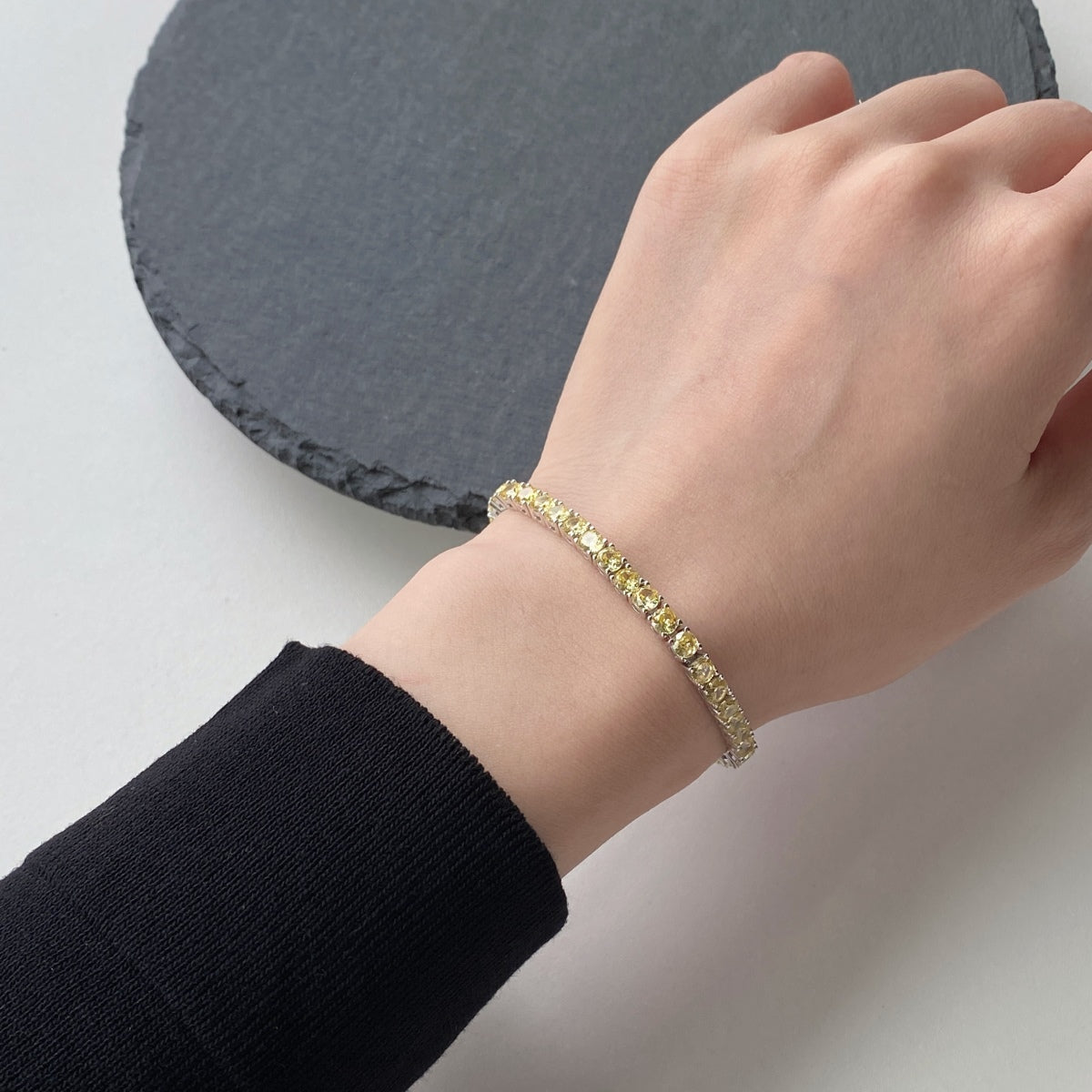 [Joyas Regalia] Pulsera de tenis con corte redondo deslumbrante y ornamentada
