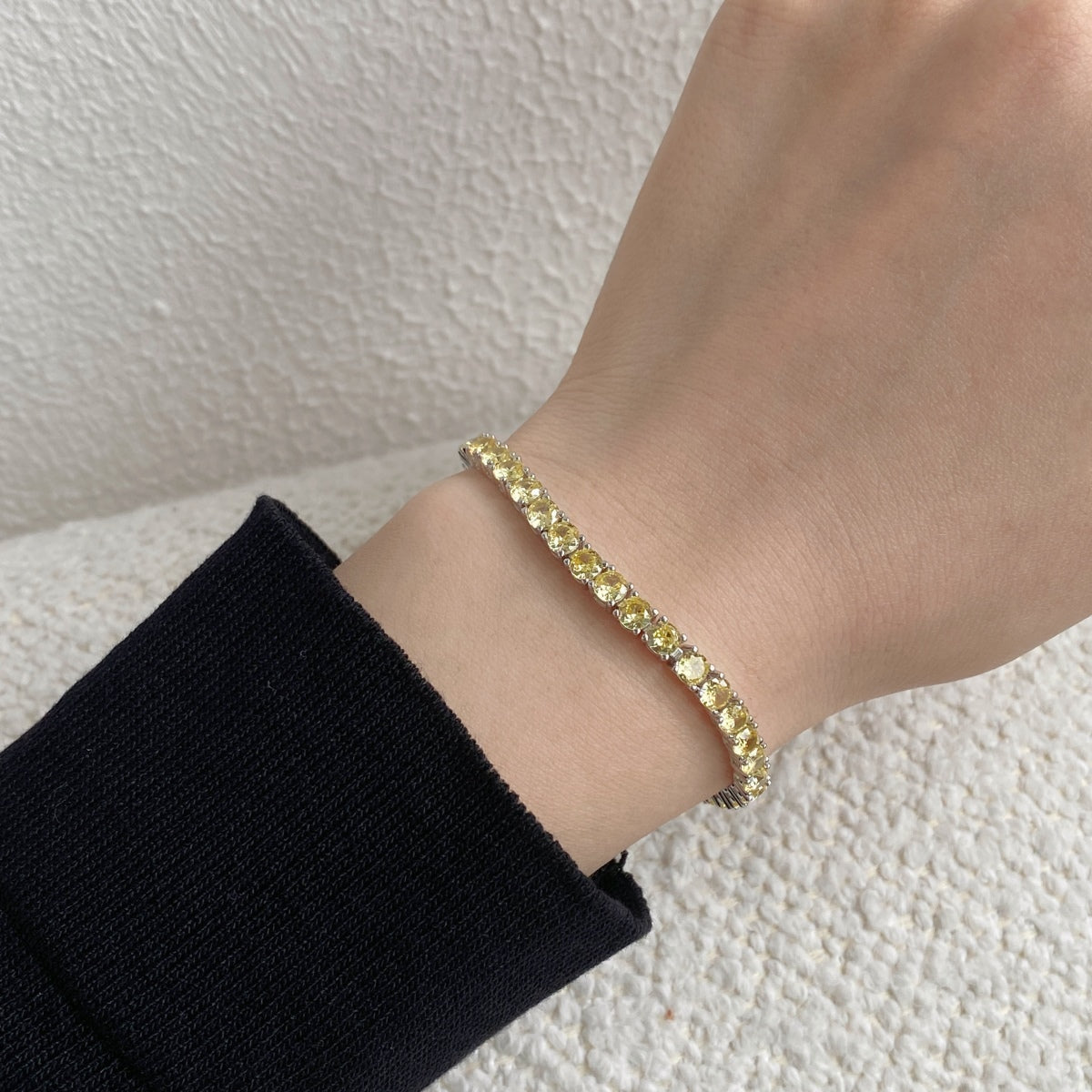 [Joyas Regalia] Pulsera de tenis con corte redondo deslumbrante y ornamentada