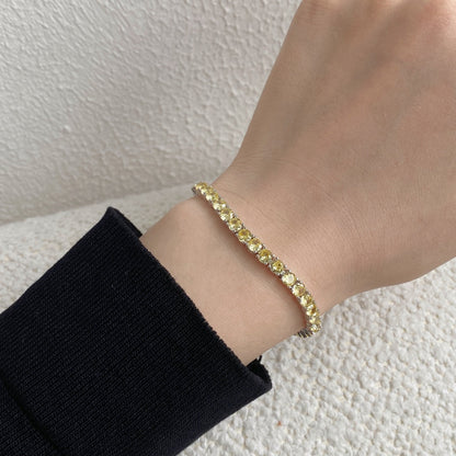 [Joyas Regalia] Pulsera de tenis con corte redondo deslumbrante y ornamentada