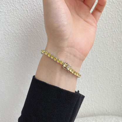[Joyas Regalia] Pulsera de tenis con corte redondo deslumbrante y ornamentada