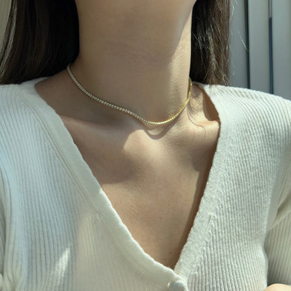 [Bijoux Regalia] Collier tennis délicat de forme ronde