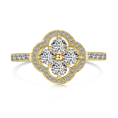 [Joyas Regalia] Anillo con diseño de flor de trébol de cuatro hojas