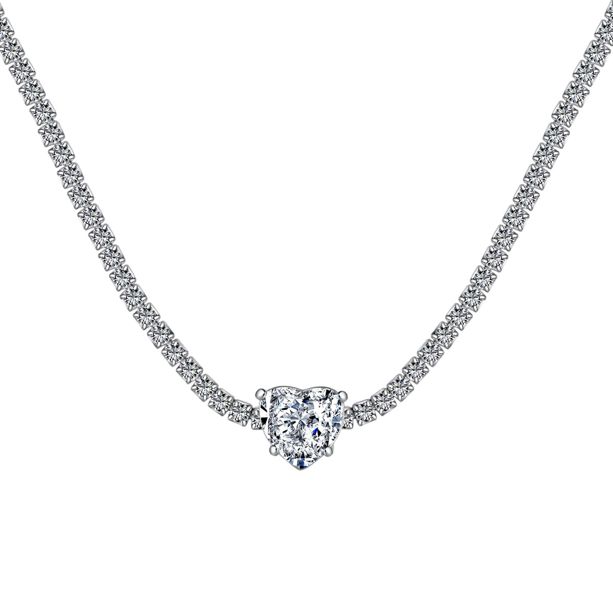 [Joyas Regalia] Collar de tenis brillante de 2,0 quilates con corte de corazón