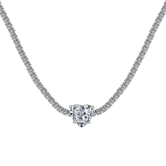 [Joyas Regalia] Collar de tenis brillante de 2,0 quilates con corte de corazón