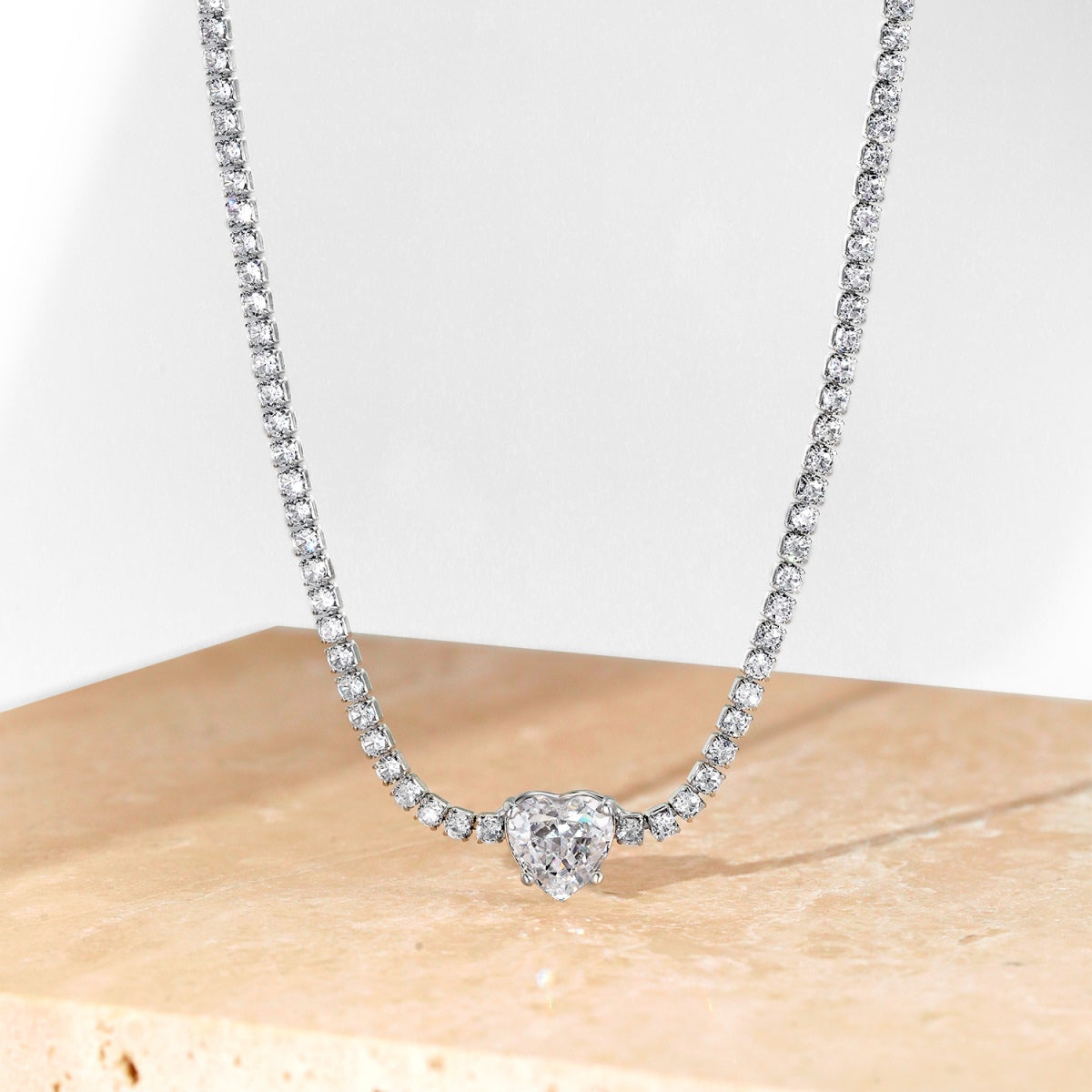 [Joyas Regalia] Collar de tenis brillante de 2,0 quilates con corte de corazón