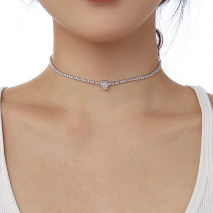 [Joyas Regalia] Collar de tenis brillante de 2,0 quilates con corte de corazón
