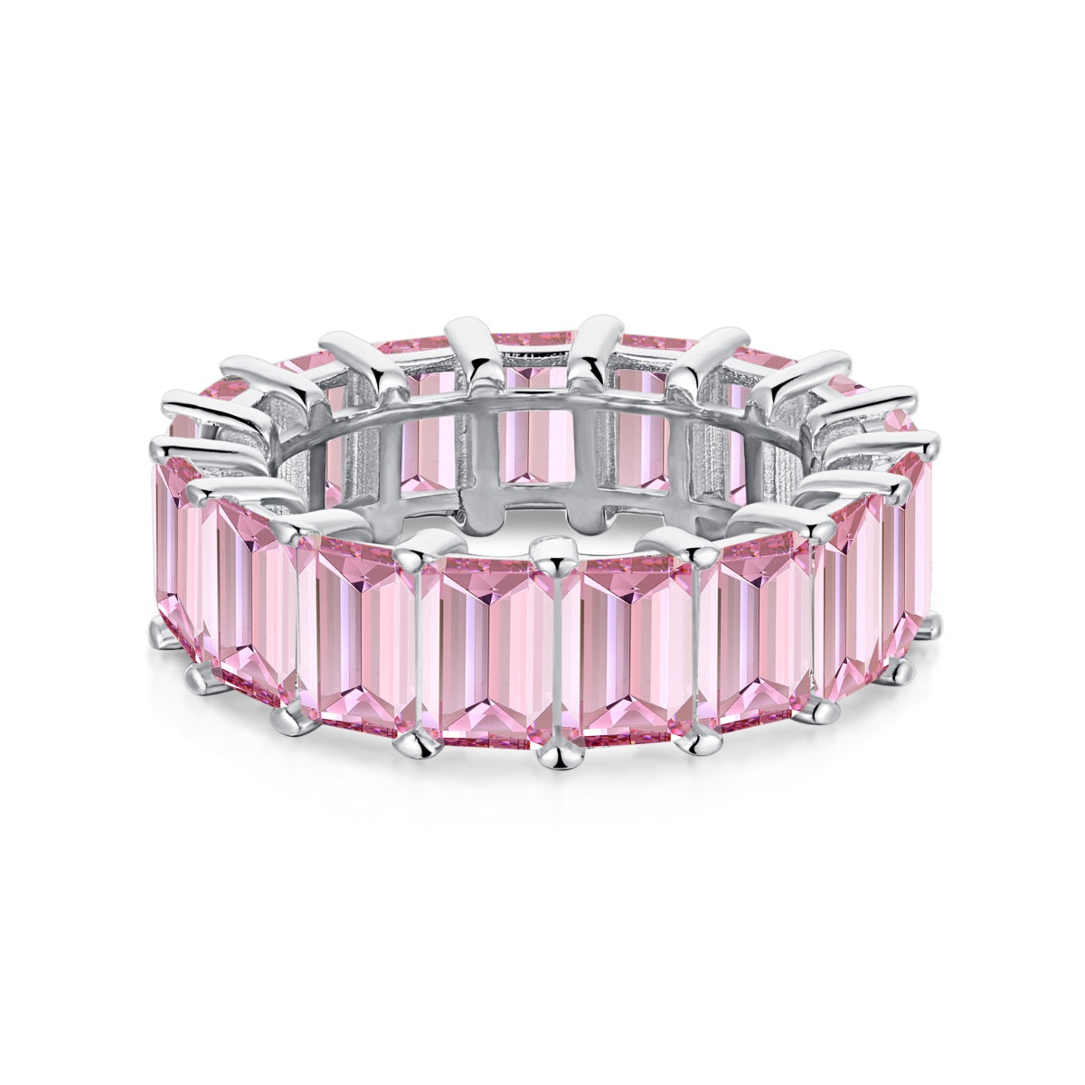 [Joyas Regalia] Elegante anillo de tenis de talla esmeralda de 0,75 quilates