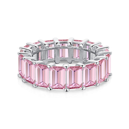 [Joyas Regalia] Elegante anillo de tenis de talla esmeralda de 0,75 quilates