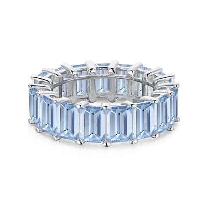 [Joyas Regalia] Elegante anillo de tenis de talla esmeralda de 0,75 quilates