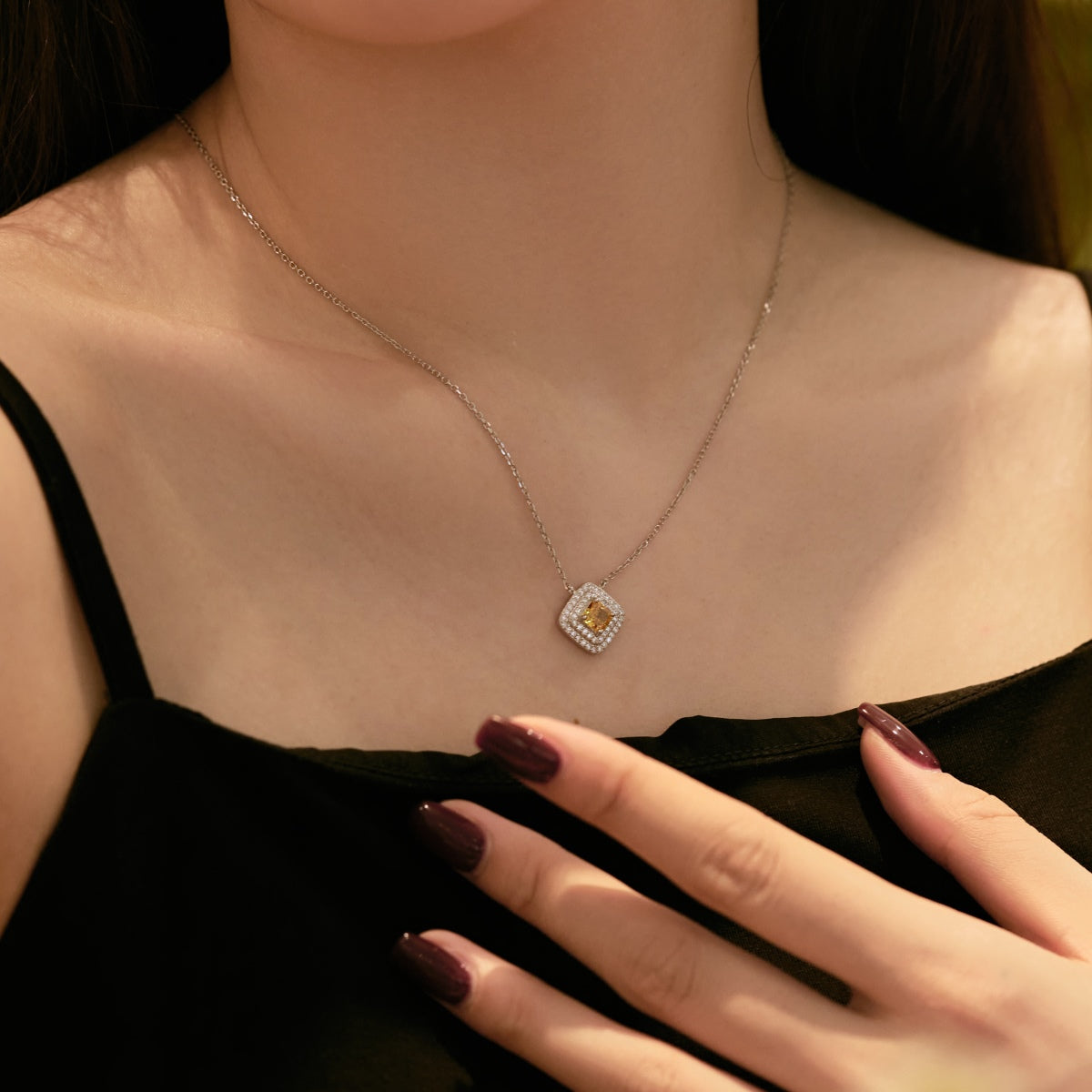 [Regalia jewelry]Sparkling Asscher Cut Necklace
