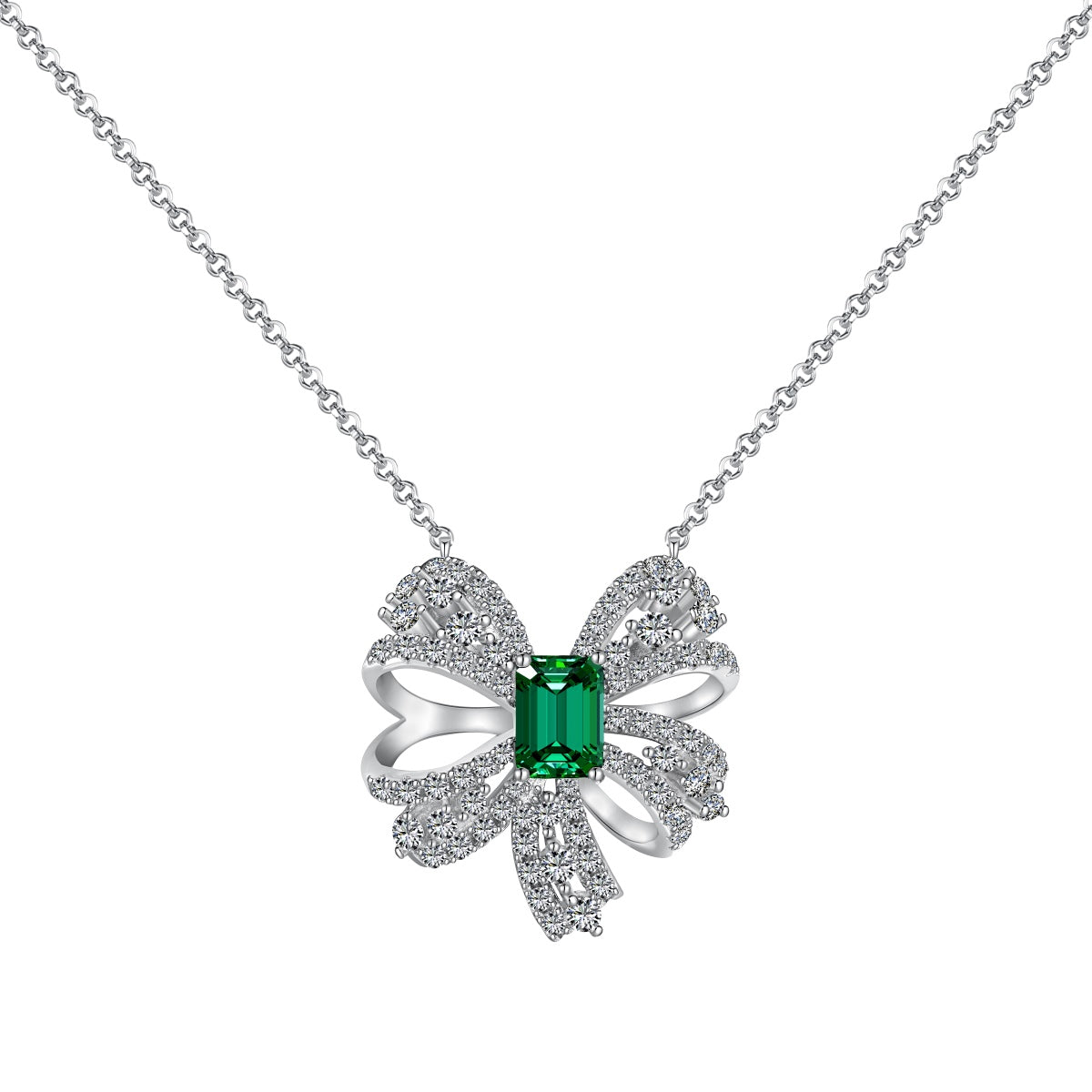 [Joyas Regalia] Collar lujoso con corte esmeralda en forma de flor