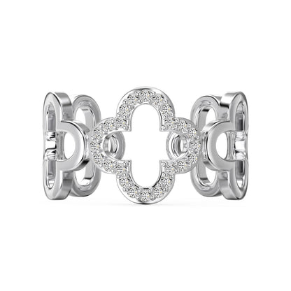 [Joyas Regalia] Anillo con diseño hueco de trébol de cuatro hojas en forma de flor