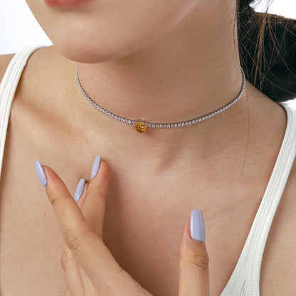 [Joyas Regalia] Collar de tenis brillante de 2,0 quilates con corte de corazón