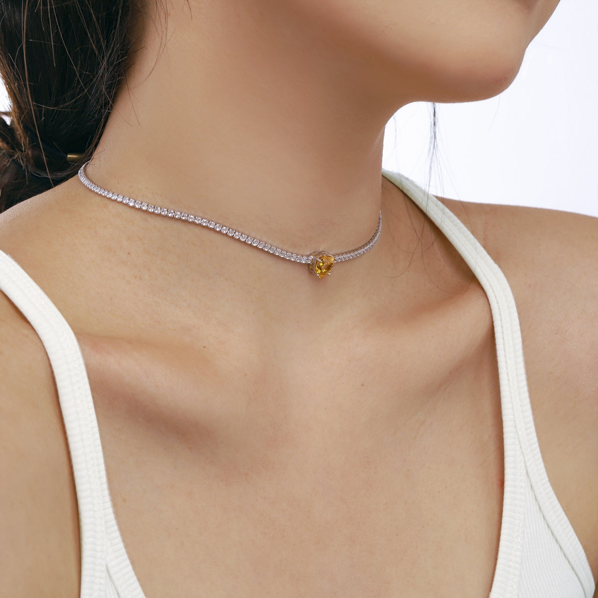 [Joyas Regalia] Collar de tenis brillante de 2,0 quilates con corte de corazón