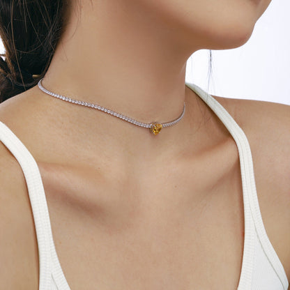 [Joyas Regalia] Collar de tenis brillante de 2,0 quilates con corte de corazón