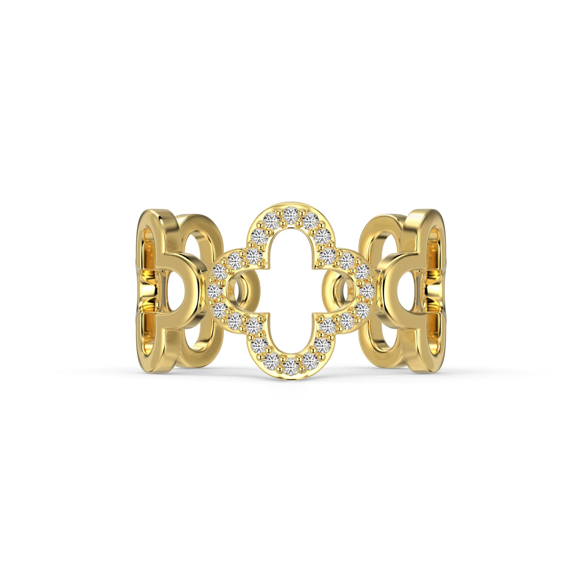 [Joyas Regalia] Anillo con diseño hueco de trébol de cuatro hojas en forma de flor