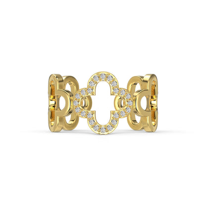 [Joyas Regalia] Anillo con diseño hueco de trébol de cuatro hojas en forma de flor