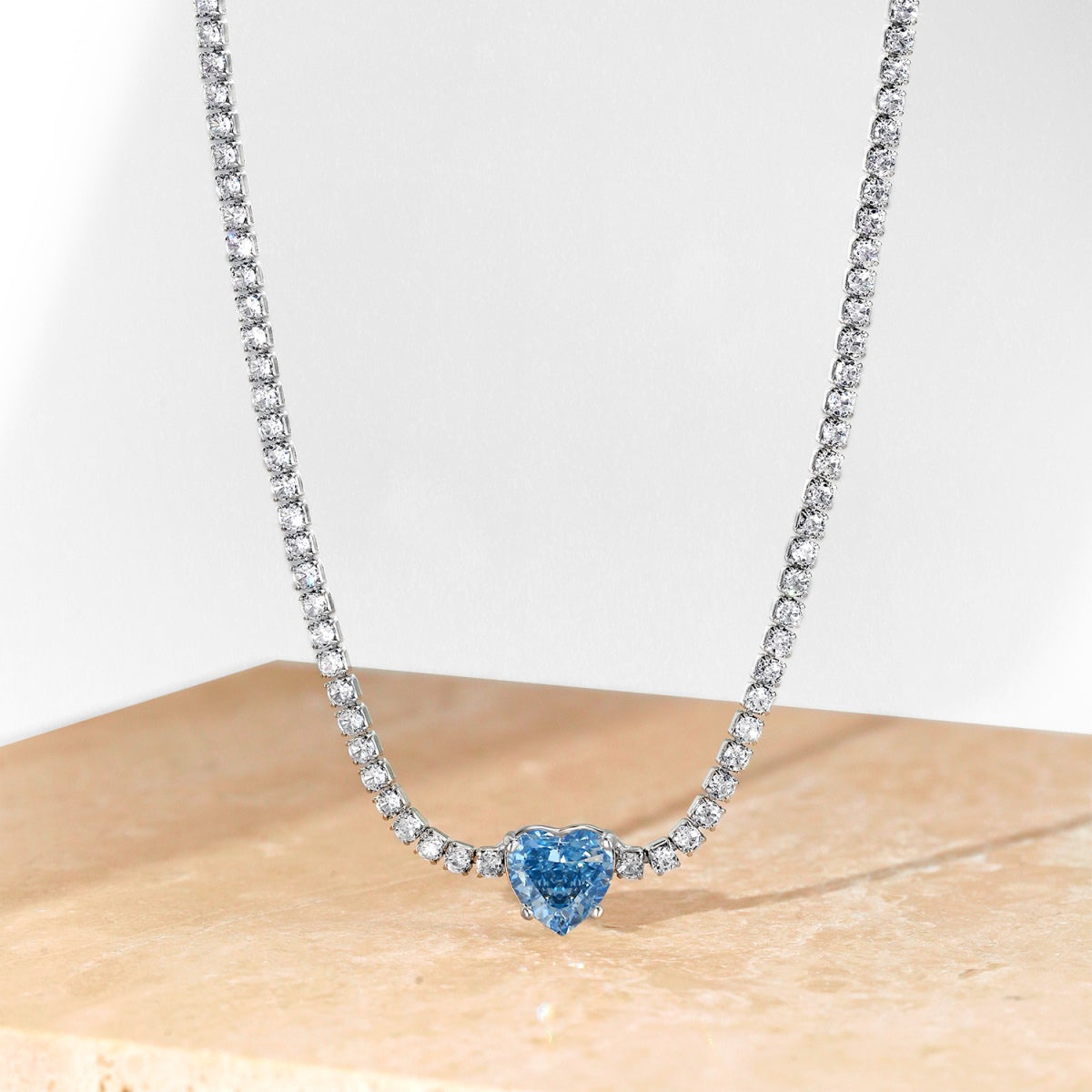 [Joyas Regalia] Collar de tenis brillante de 2,0 quilates con corte de corazón