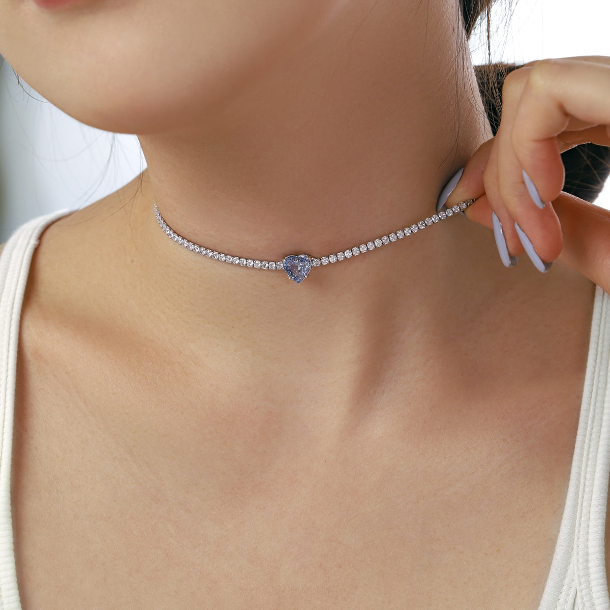 [Joyas Regalia] Collar de tenis brillante de 2,0 quilates con corte de corazón