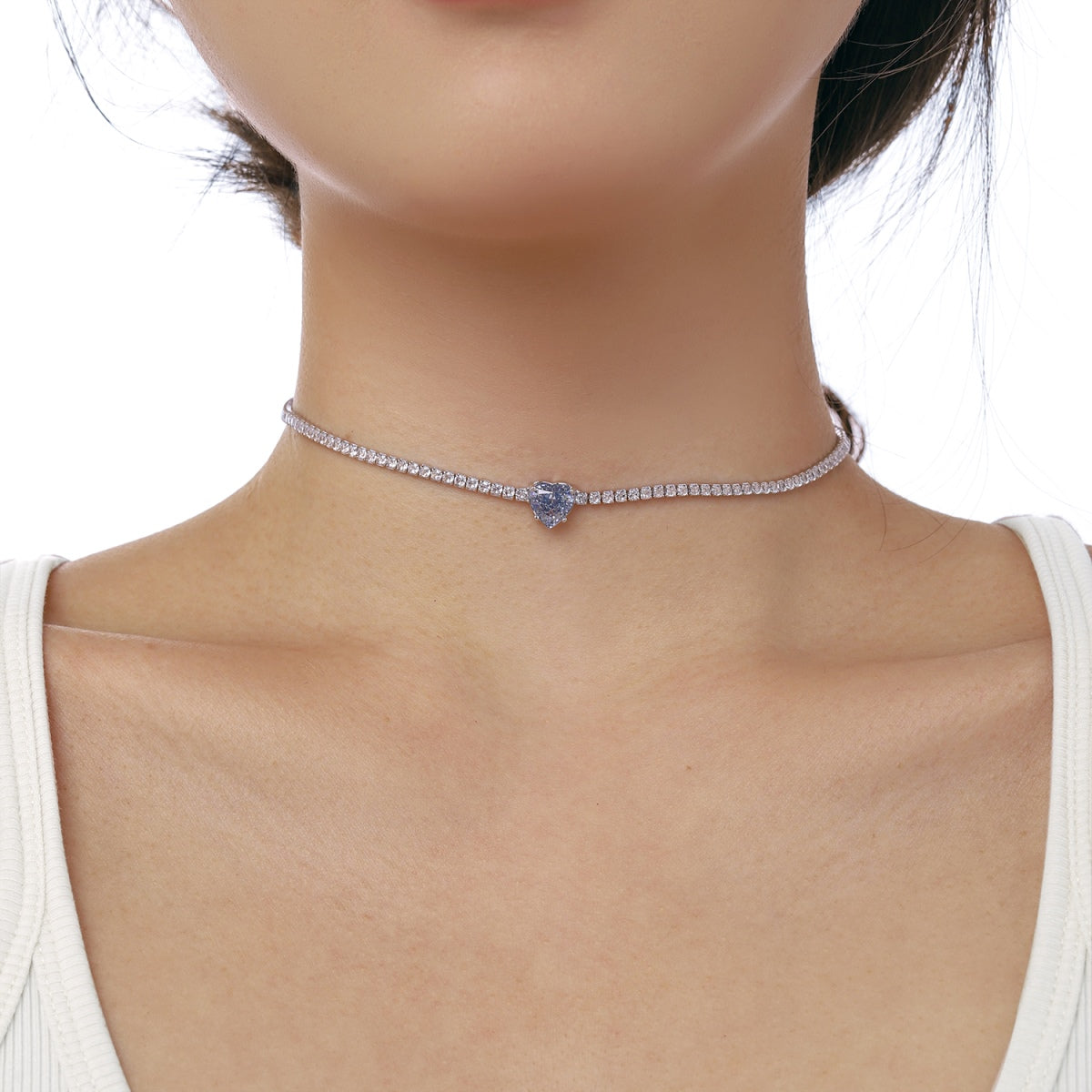 [Joyas Regalia] Collar de tenis brillante de 2,0 quilates con corte de corazón