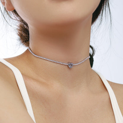 [Joyas Regalia] Collar de tenis brillante de 2,0 quilates con corte de corazón