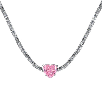 [Joyas Regalia] Collar de tenis brillante de 2,0 quilates con corte de corazón