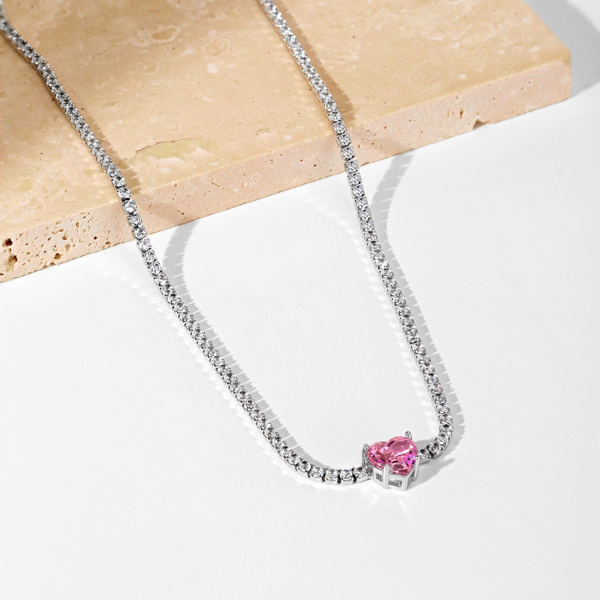 [Joyas Regalia] Collar de tenis brillante de 2,0 quilates con corte de corazón