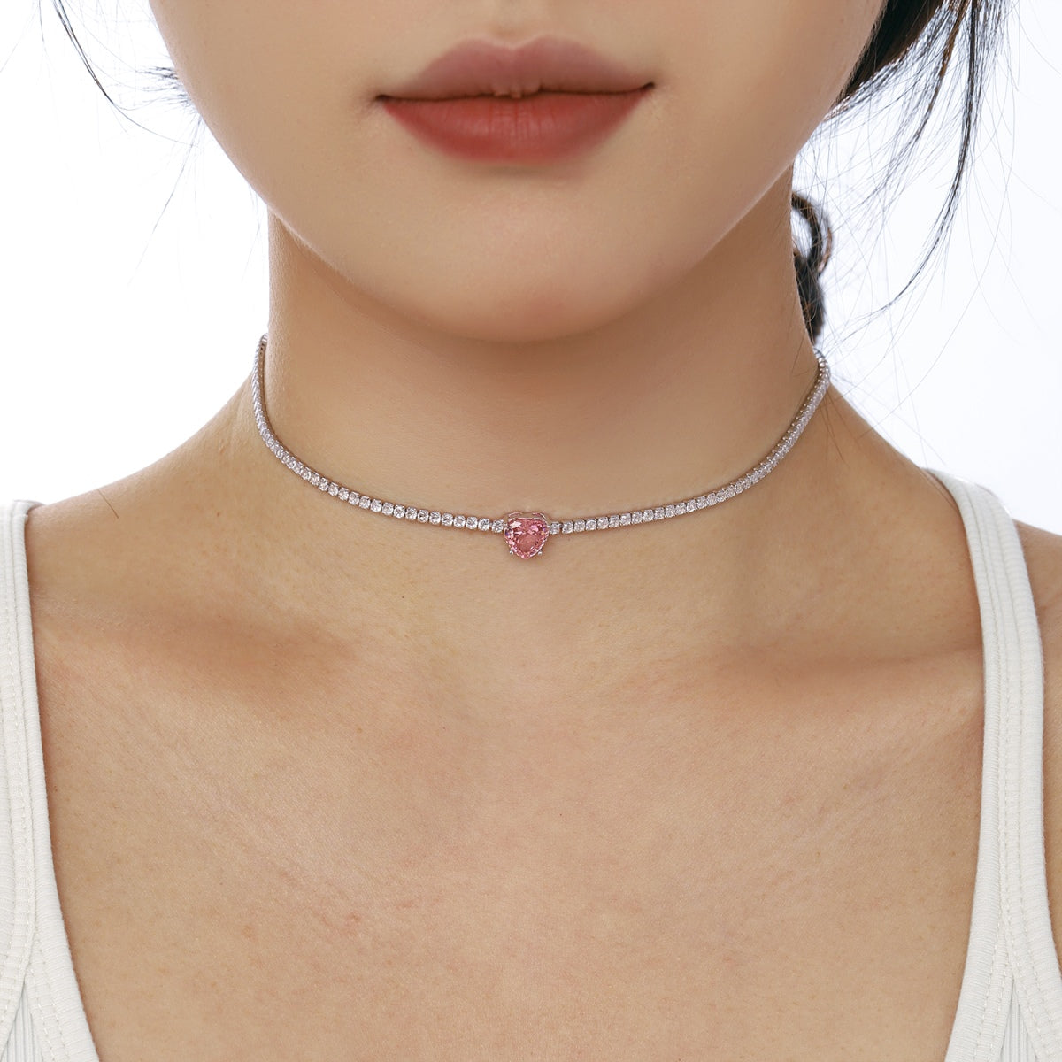 [Joyas Regalia] Collar de tenis brillante de 2,0 quilates con corte de corazón