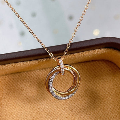 [Joyas Regalia] COLLAR TRINITY PLATA ORO ORO ROSA DIAMANTES 