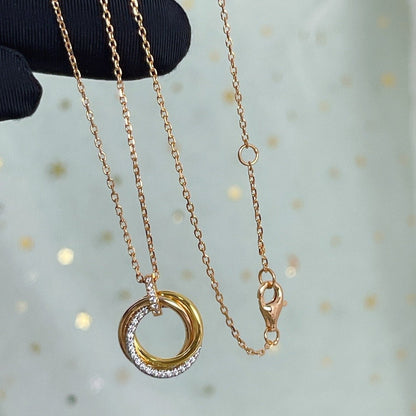 [Joyas Regalia] COLLAR TRINITY PLATA ORO ORO ROSA DIAMANTES 