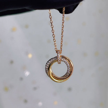 [Joyas Regalia] COLLAR TRINITY PLATA ORO ORO ROSA DIAMANTES 