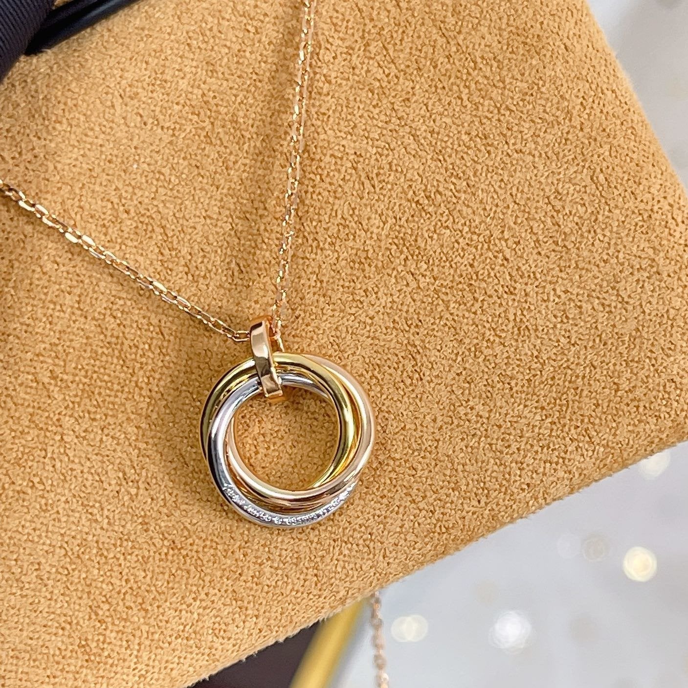 [Joyas Regalia] COLLAR TRINITY PLATA ORO ORO ROSA DIAMANTES 