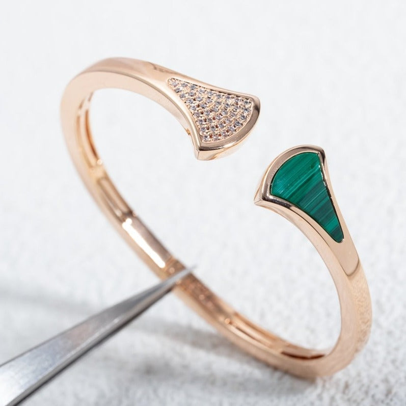 [Bijoux Regalia]BRACELET DREAM OUVERT MALACHITE OR ROSE
