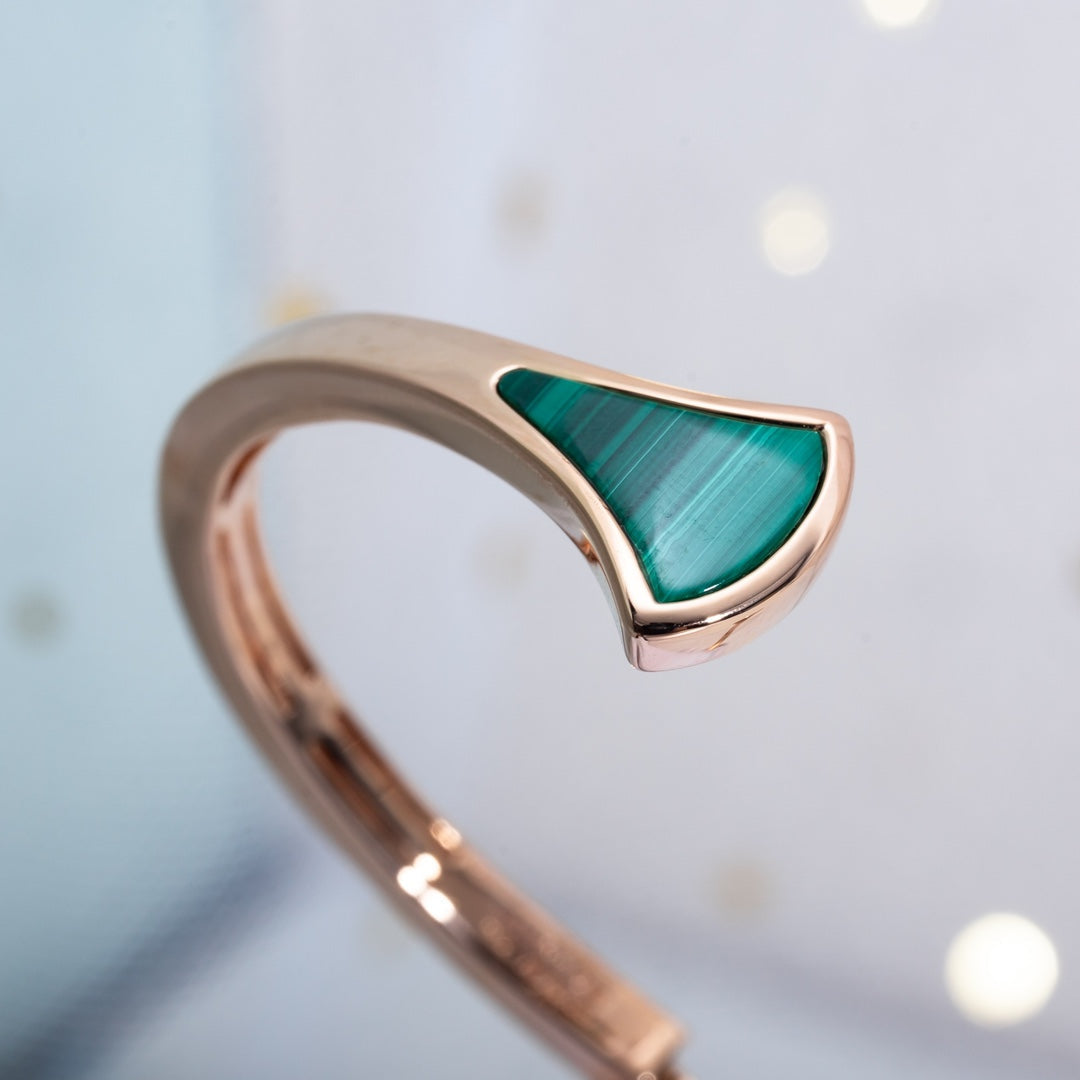[Bijoux Regalia]BRACELET DREAM OUVERT MALACHITE OR ROSE