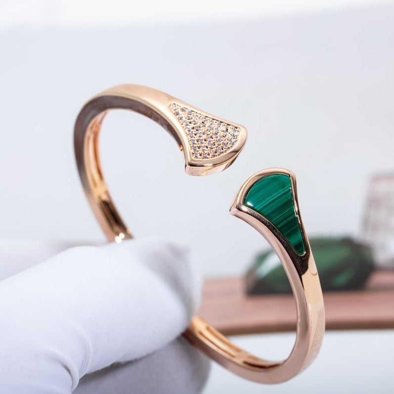 [Bijoux Regalia]BRACELET DREAM OUVERT MALACHITE OR ROSE