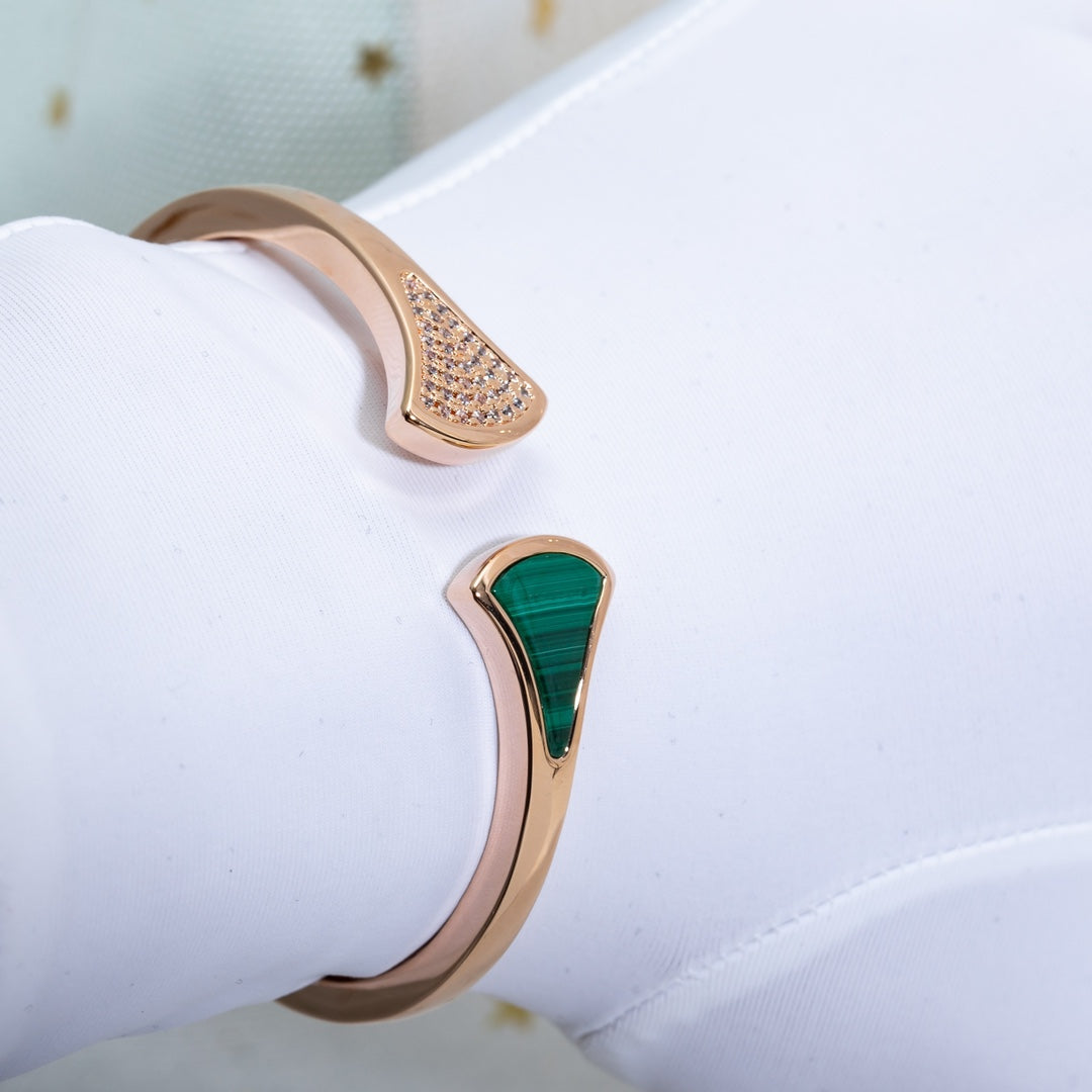[Bijoux Regalia]BRACELET DREAM OUVERT MALACHITE OR ROSE