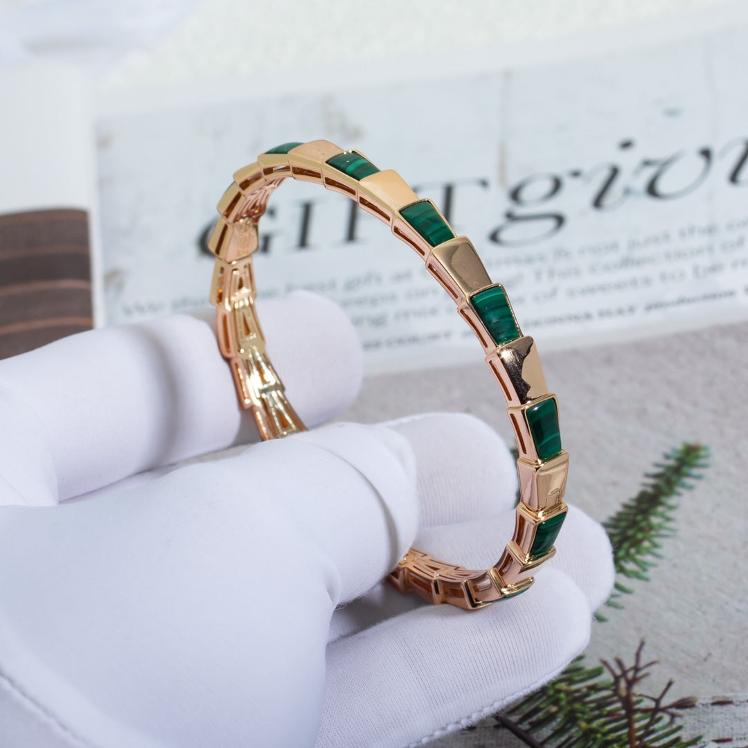 [Bijoux Regalia]BRACELET SERPENTI OR ROSE MALACHITE 