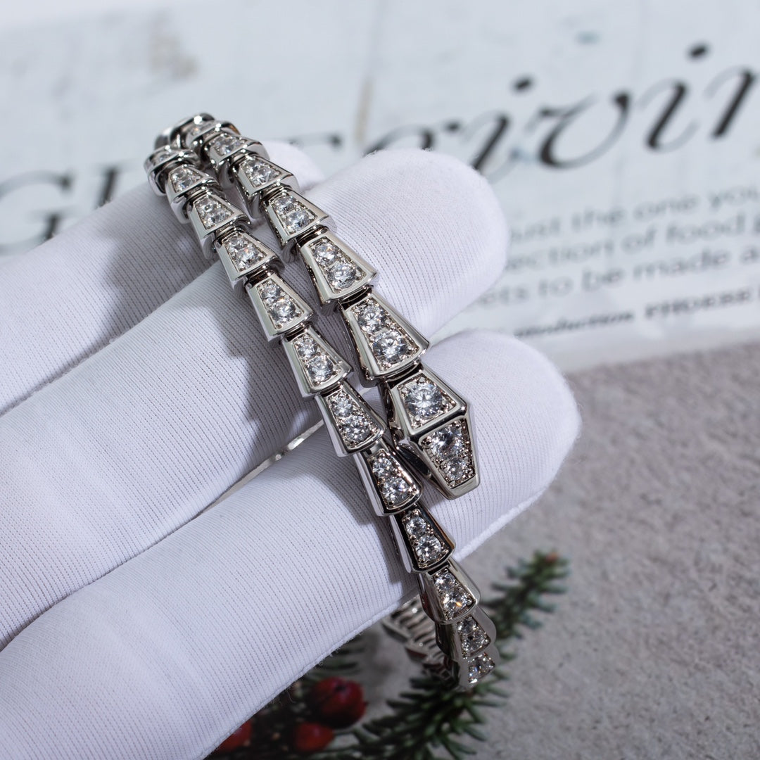 [Joyas Regalia]Pulsera Serpenti de Plata y Diamante de 6 mm 