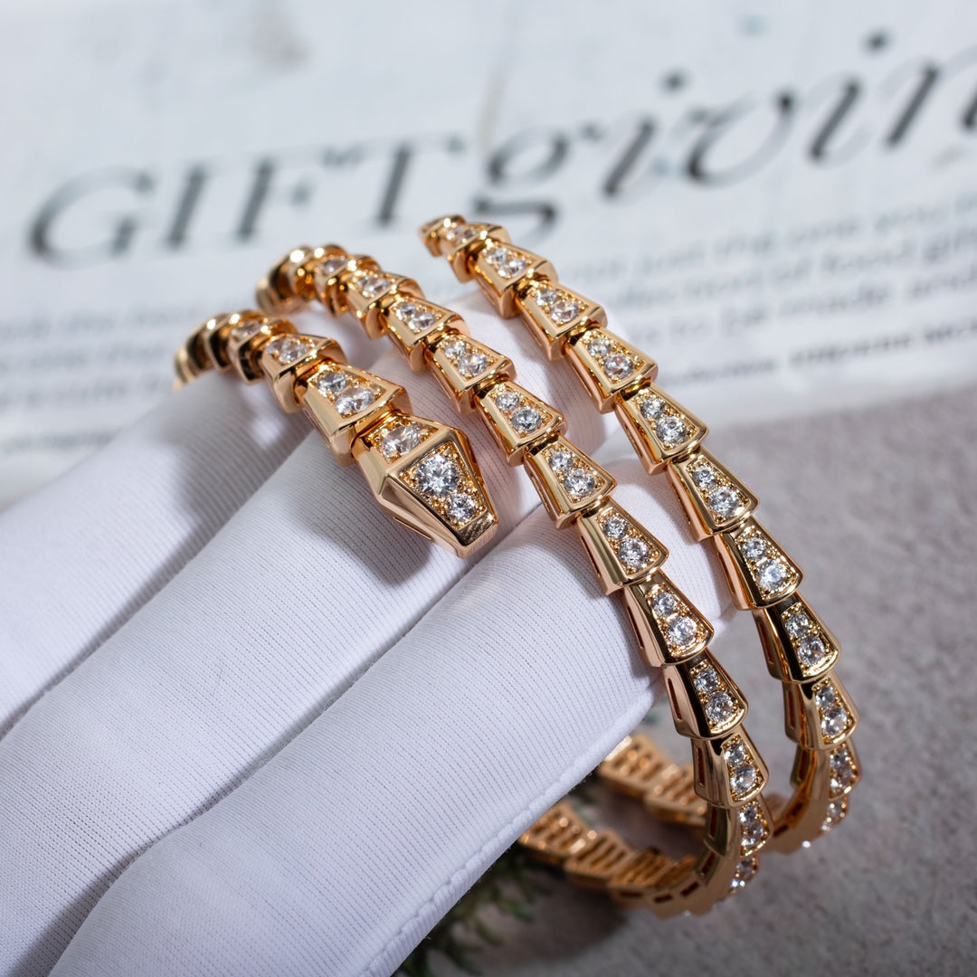 [Regalia jewelry]SERPENTI BRACELET PINK GOLD DIAMOND DOUBLE ROW